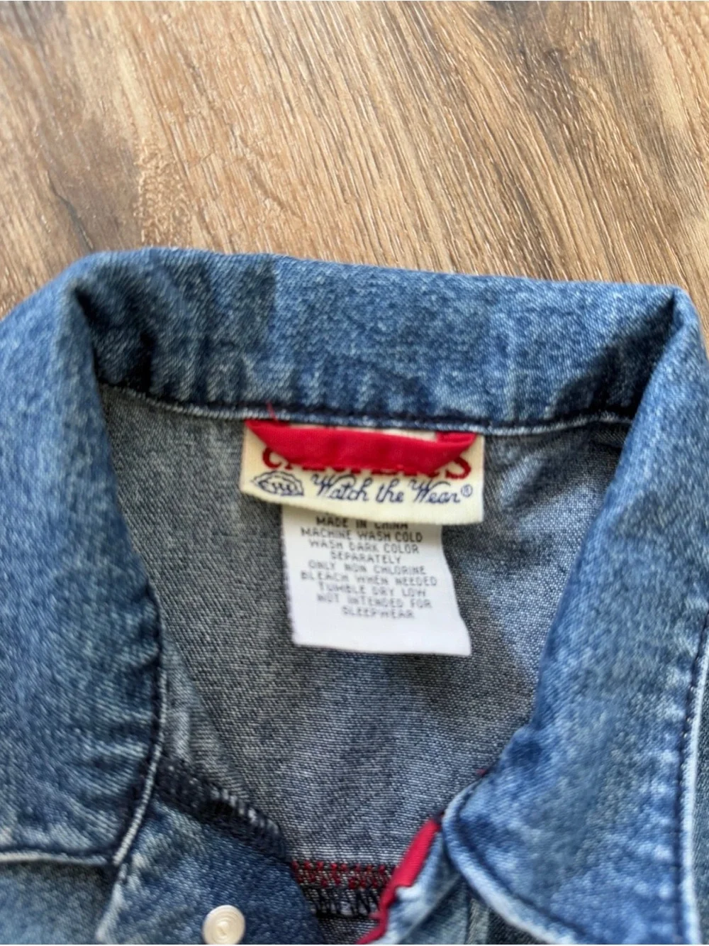 Vintage Carter's Denim Jean Jacket in Blue with Red Trim